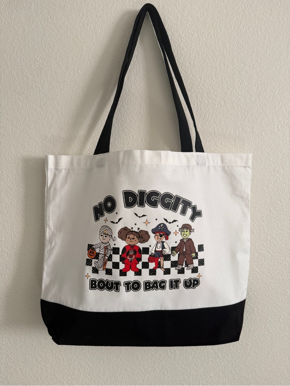 Hand Crafted Halloween Candy Tote with Black Handles